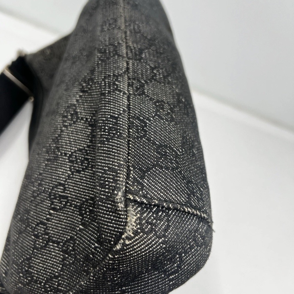 Gucci Black Denim Monogram Hobo Half Moon Shoulder Bag - Picture 9 of 14